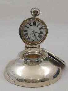 Appraisal: A large silver inkwell with Goliath watch in the lid