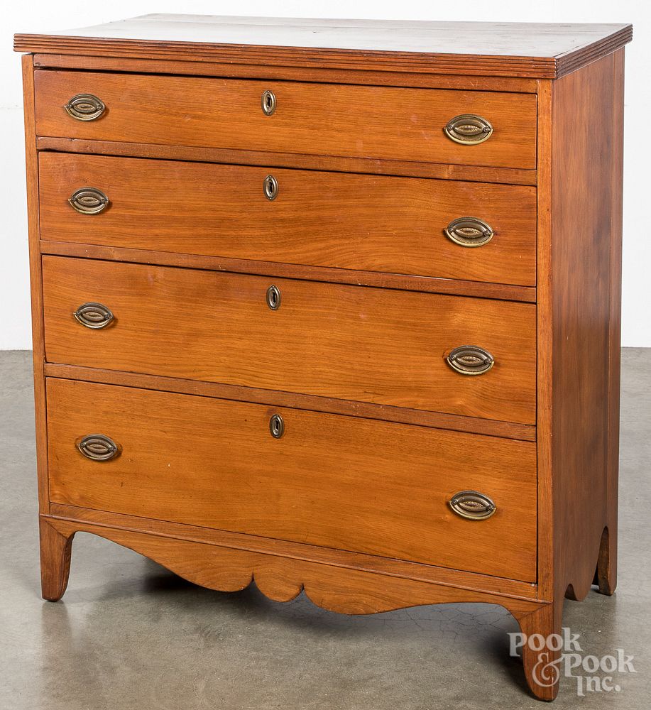 Appraisal: Federal walnut chest of drawers early th c Federal walnut