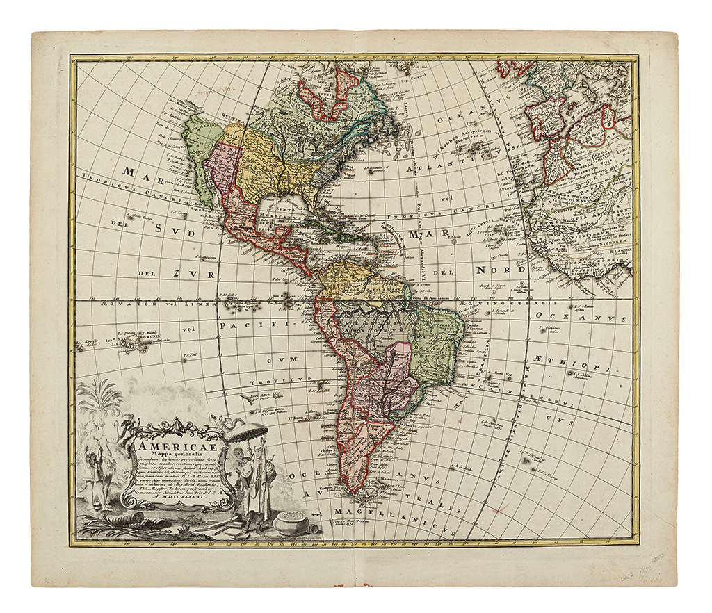 Appraisal: HOMANN HEIRS Americae Mappa generalis Secundum legimitas projectionis Stereiographiae regulas