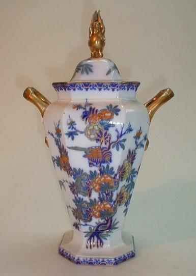 Appraisal: A Copeland vase and cover of hexagonal tapering form polychrome