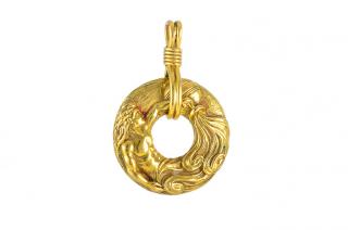 Appraisal: Van Cleef Arpels Gold Disc Pendant Van Cleef Arpels gold