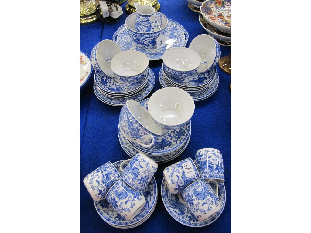 Appraisal: Noritake Howo blue and white teaset and six coffee cups