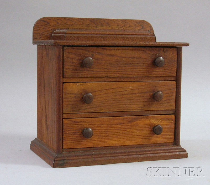 Appraisal: Miniature Ash Three-Drawer Bureau ht wd in