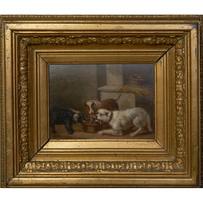 Appraisal: Vincent de Vos - Belgium Dogs Eating early th c