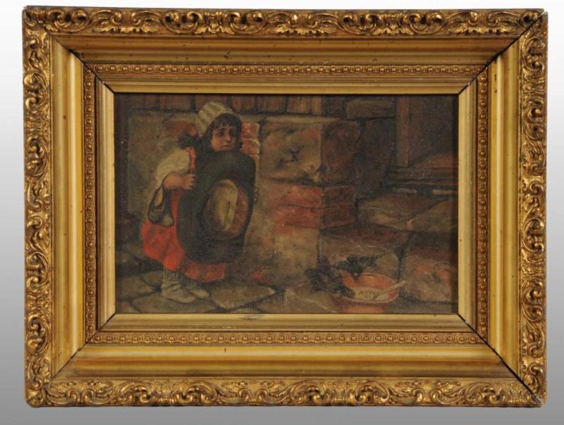 Appraisal: Little Girl Oil on Board Painting Description Not signed Vintage