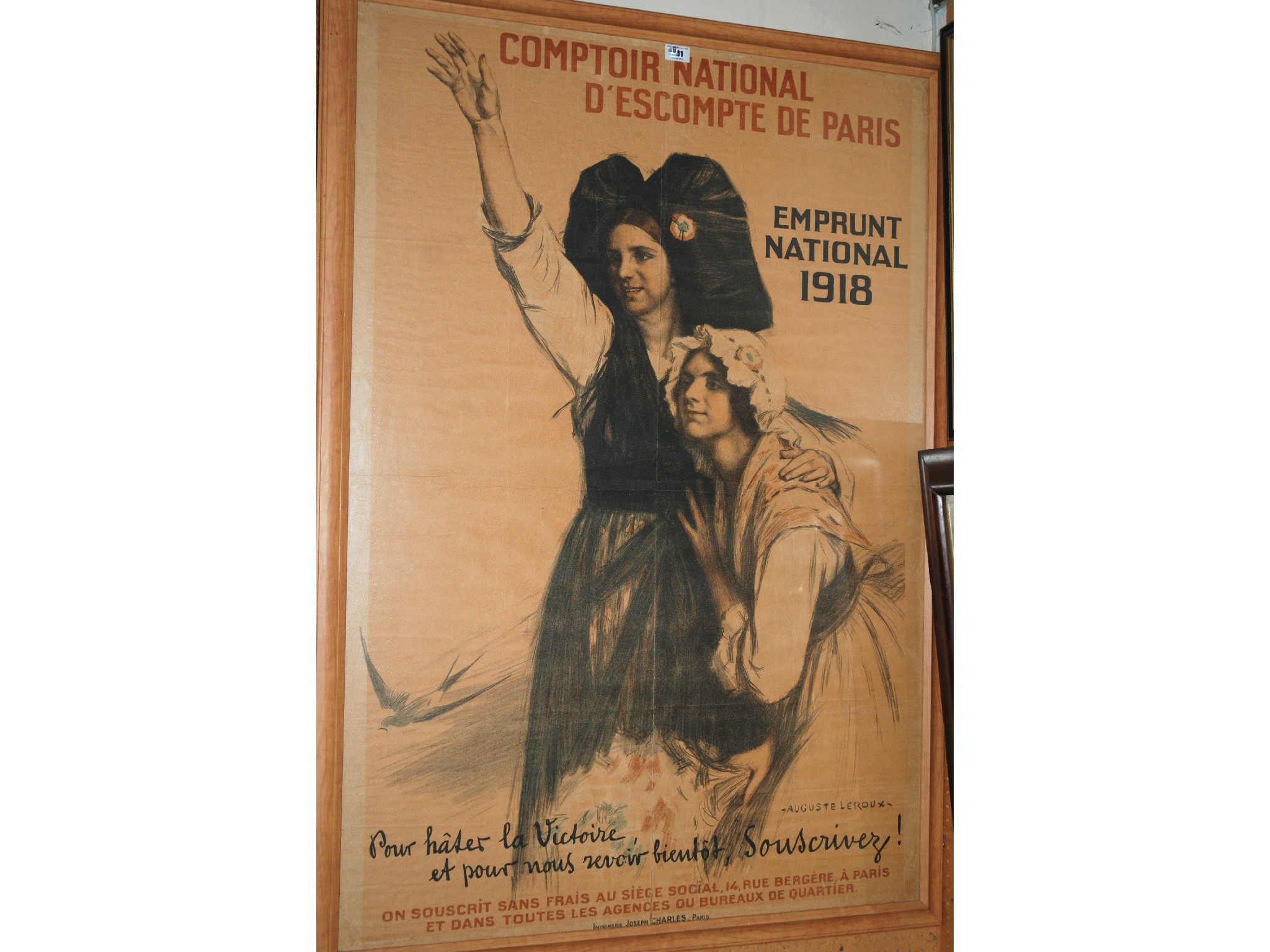 Appraisal: After Auguste Leroux Comptoir National D'Escompte De Paris colour poster