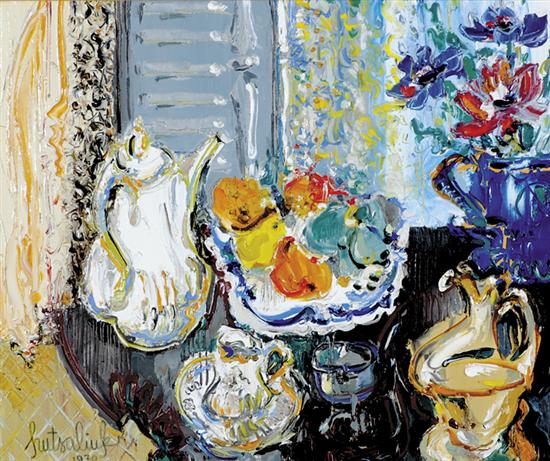 Appraisal: Liuboslav Hutsaliuk Ukrainian American - STILL LIFE WITH FLOWERS AND