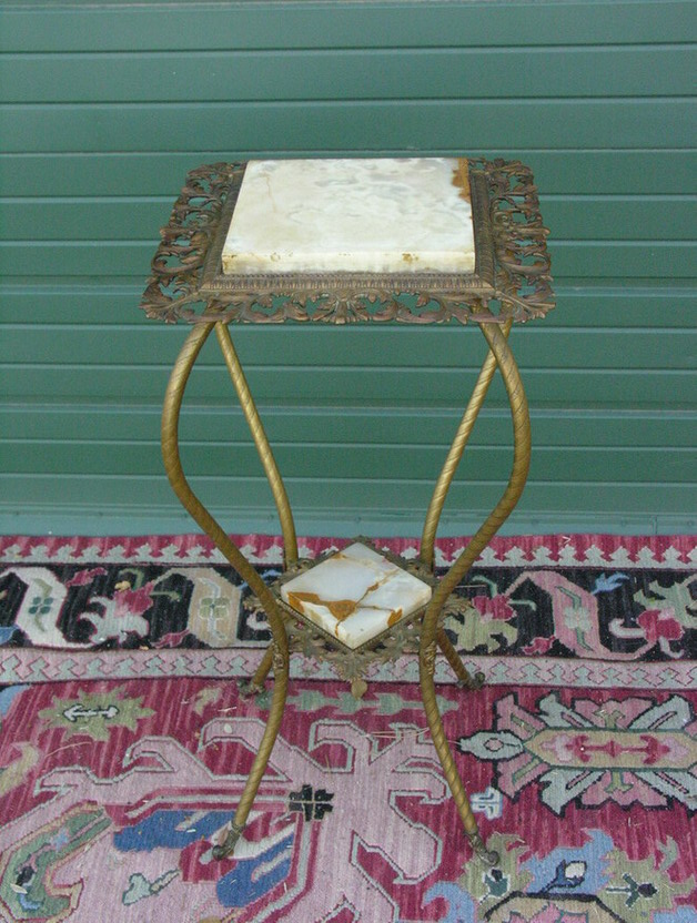 Appraisal: VICTORIAN MARBLE AND BRASS PARLOR TABLE by sq