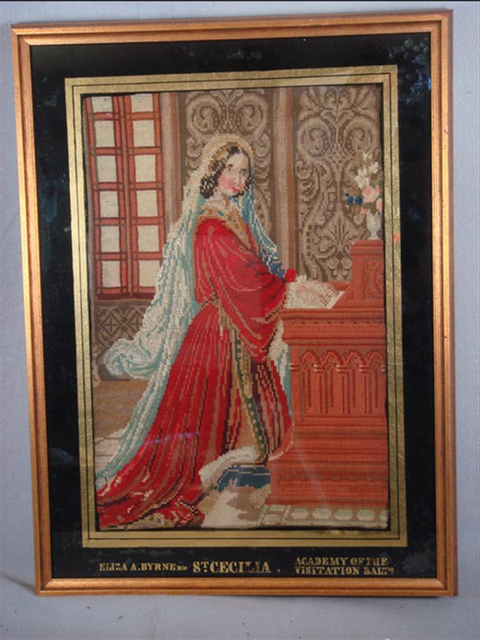 Appraisal: Needlepoint panel St Cecilia Elizabeth A Byrne Academy of the