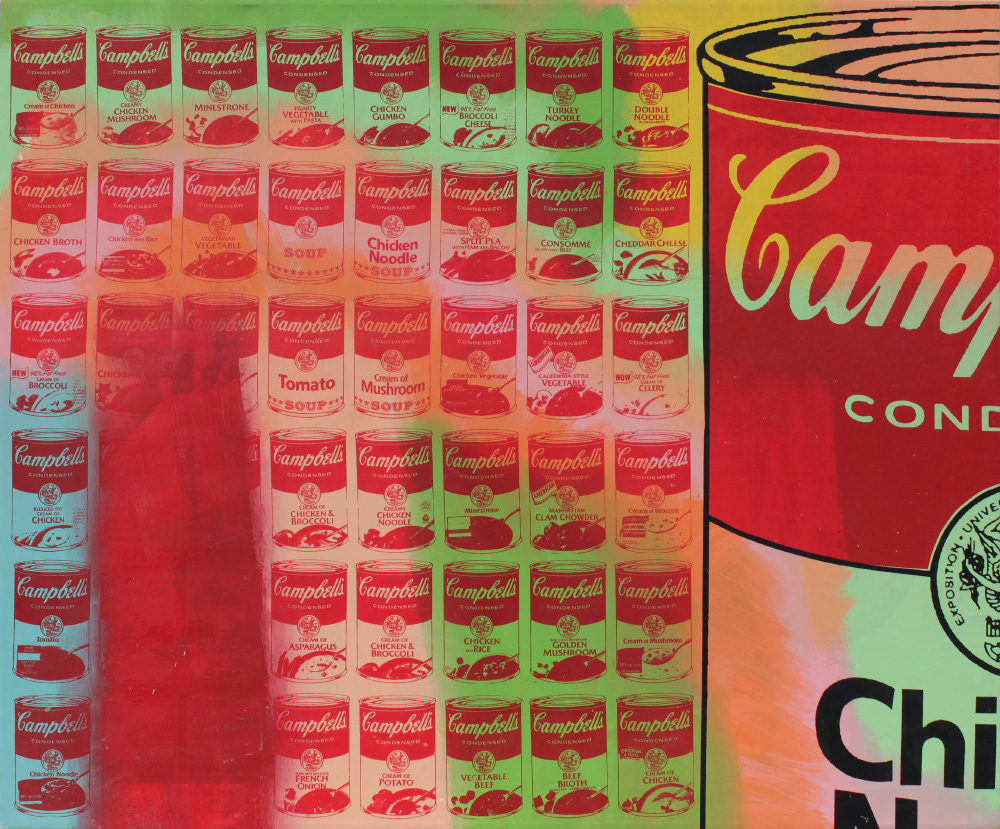 Appraisal: KAUFMAN Steve American - Campbell's Soup Montage Embellished Serigraph Canvas