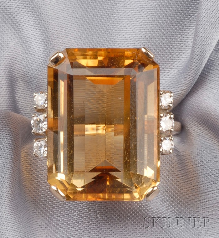 Appraisal: kt Gold Citrine and Diamond Ring Tiffany Co prong-set with