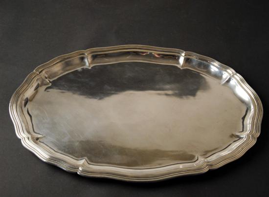 Appraisal: An Sterling Oval Tray with a reeded Chippendale-style rim marked