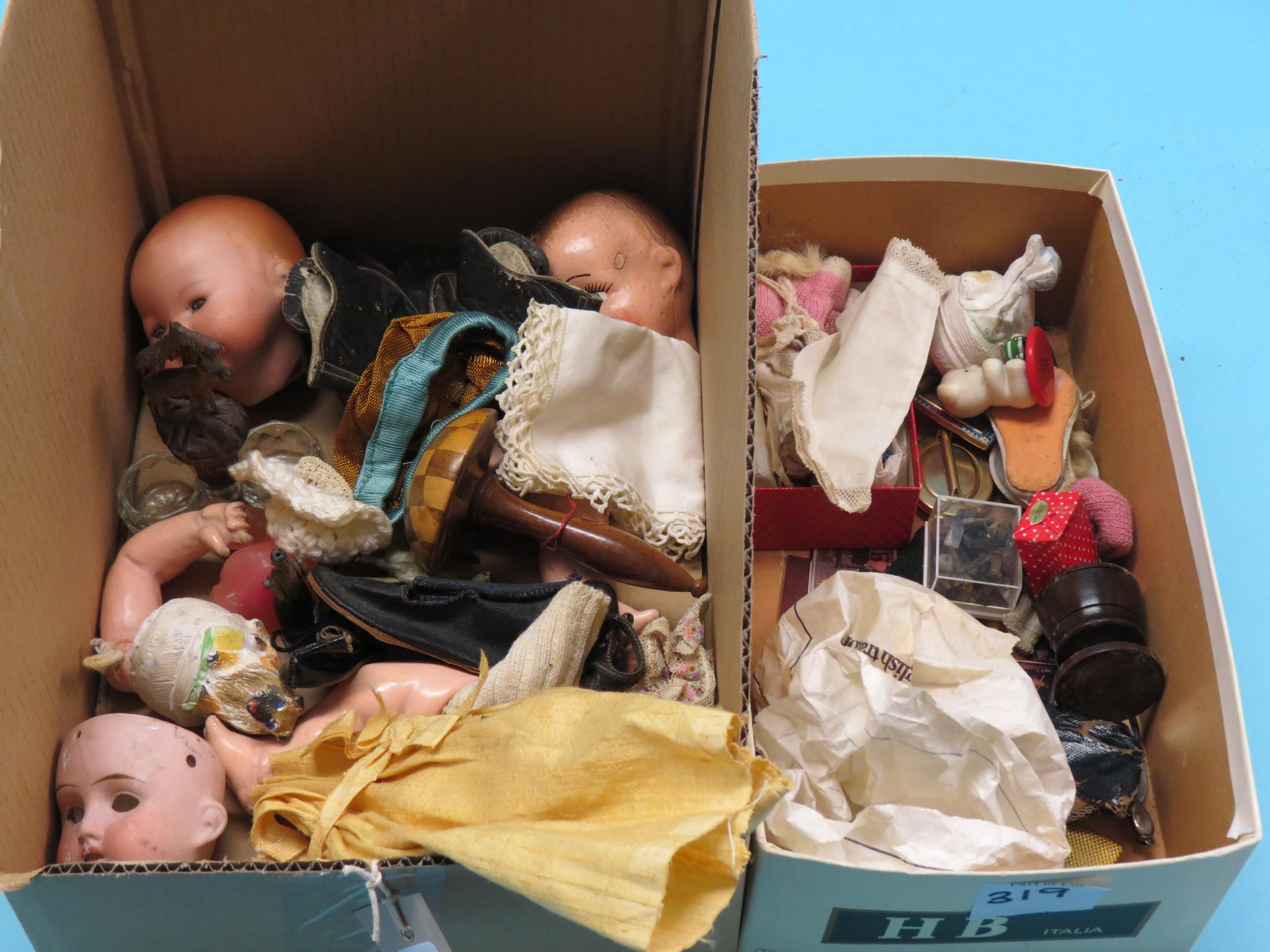 Appraisal: A collection of doll parts and accessories together with two