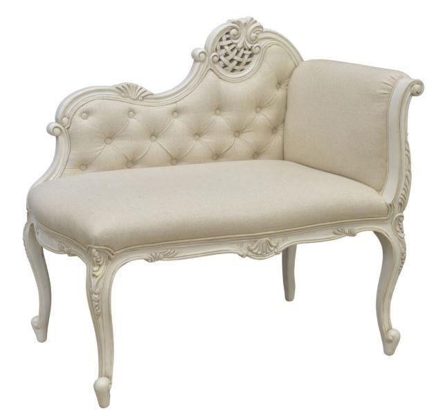 Appraisal: Louis XV style tufted bench late th c white painted