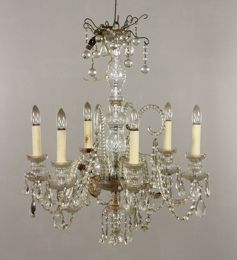 Appraisal: - Cut Crystal Chandelier Cut crystal chandelier circa s with