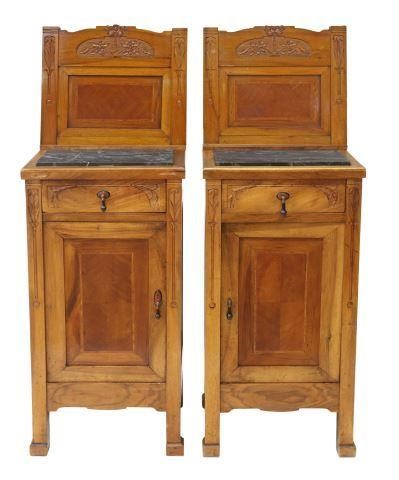 Appraisal: pair Italian Art Nouveau bedside cabinets early th c walnut