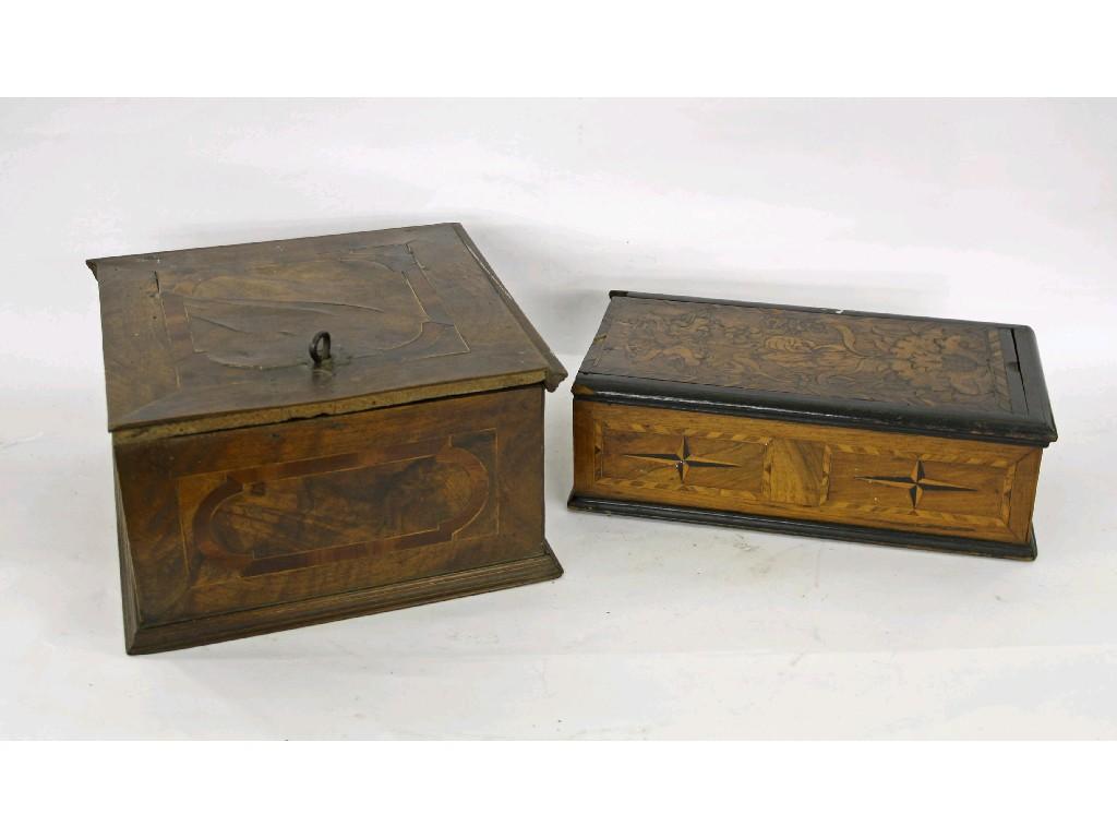 Appraisal: Interesting late th early th century walnut square inlaid writing