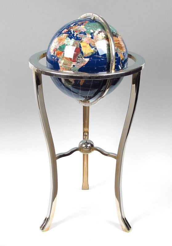 Appraisal: INLAY MULTI STONE FLOOR GLOBE Multi stone floor globe with