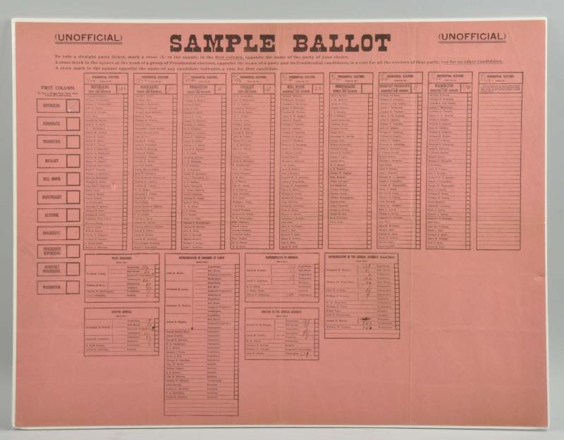 Appraisal: Sample Presidential Election Ballot This sample ballot was for the