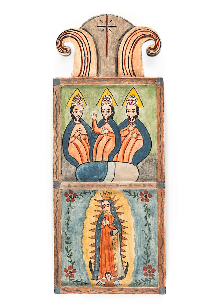 Appraisal: Anita Romero Jones Guadalupe and Three Saints Retablo Anita Romero