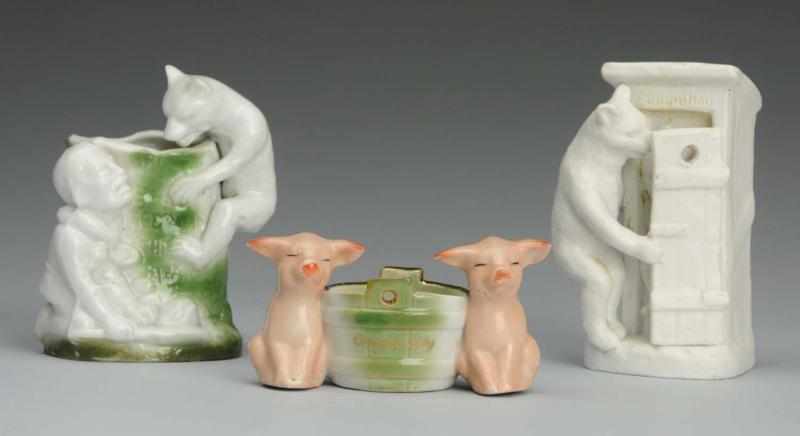 Appraisal: Lot of German Novelties White and green china figure Teddy