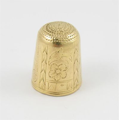 Appraisal: A late th century gold thimble engraved with reserves of