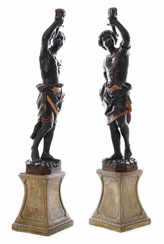 Appraisal: Pair Italian carved giltwood blackamoors late th century male and