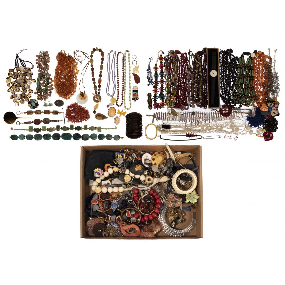 Appraisal: COSTUME JEWELRY ASSORTMENTApproximately pounds of necklaces earrings bracelets bangles pins