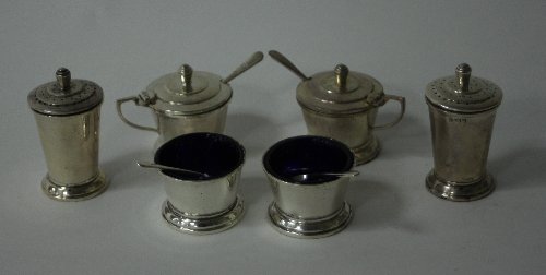 Appraisal: An Indian Colonial silver cruet set Warner Brothers Delhi circa