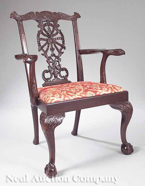 Appraisal: An Antique George III-Style Carved Mahogany Armchair late th c