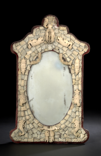 Appraisal: Good Dieppe Carved Bone and Leaf-Covered Looking Glass third quarter