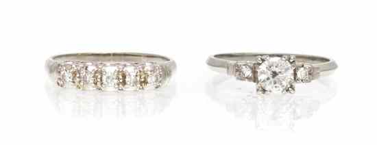 Appraisal: A Set of Karat White Gold and Diamond Rings consisting