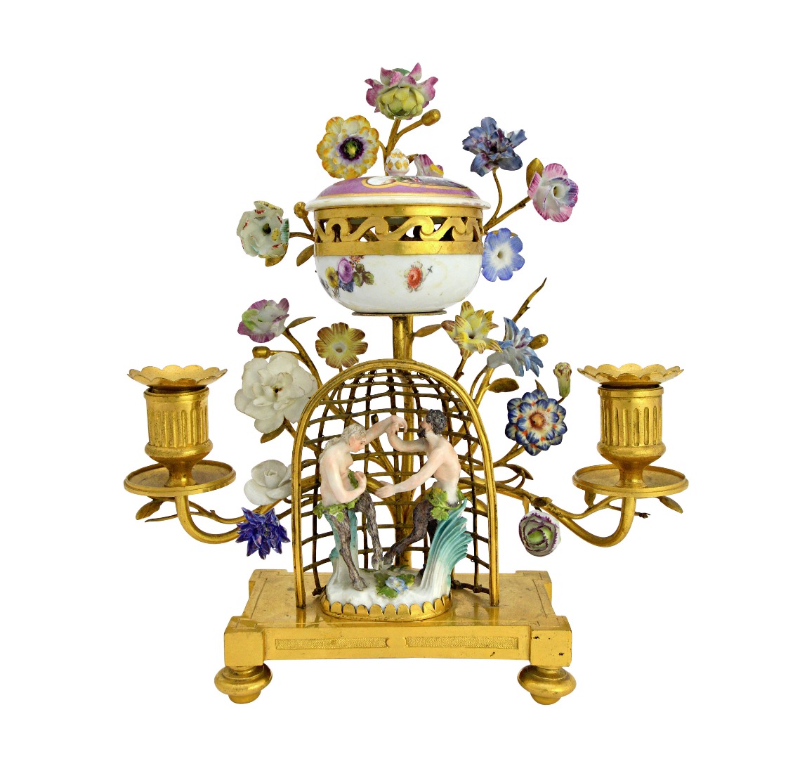 Appraisal: A Meissen gilt-metal mounted mounted candelabrum th and th century