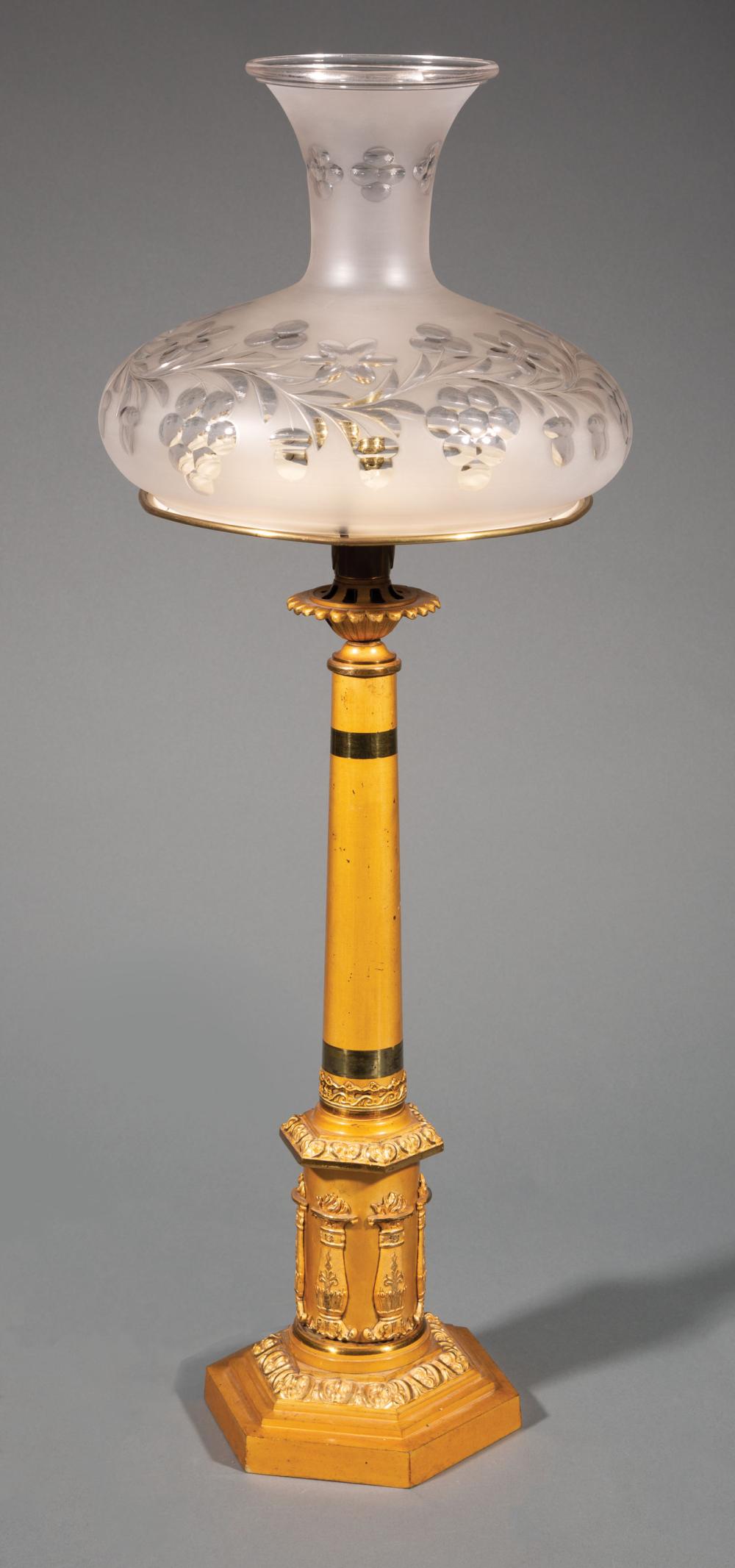 Appraisal: American Brass Sinumbra Lamp th c B Gardiner New York