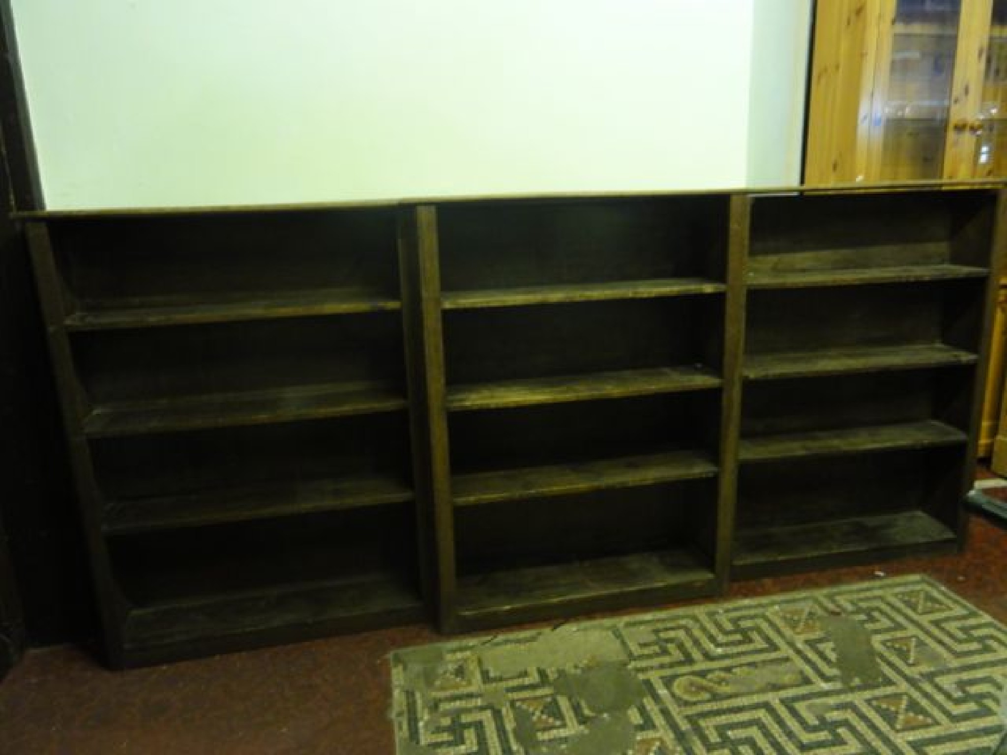 Appraisal: An oak dwarf freestanding -sectional shallow breakfront library bookcase with