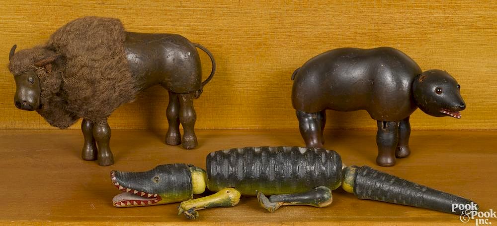 Appraisal: Three Schoenhut painted wood animals with glass eyes to include