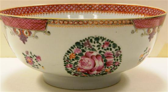 Appraisal: Early th C Chinese Export punch bowl famille rose decorated