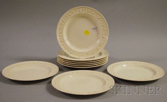 Appraisal: Set of Nine Wedgwood Embossed Queen's Ware Luncheon Plates dia