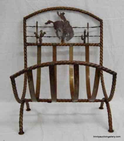 Appraisal: Bent Metal Art Fire Log FrameFrom an estate is a