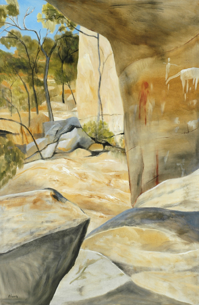 Appraisal: Ray Austin Crooke born Aboriginal Cave Painting North Queensland oil