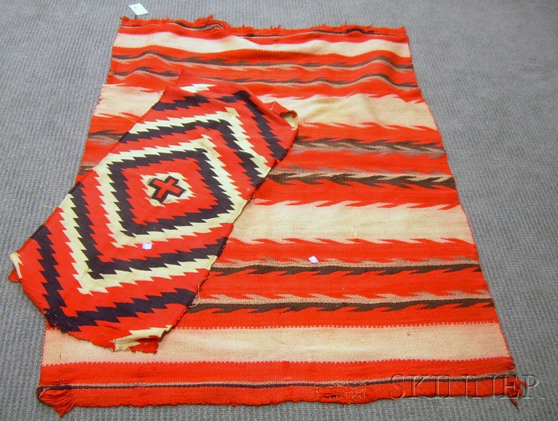 Appraisal: Two Navajo Weavings red tan and brown in geometric patterns