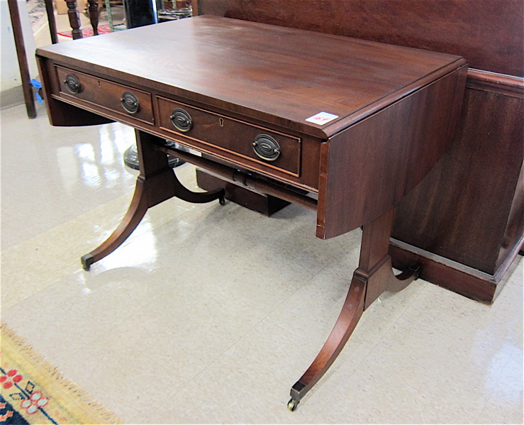 Appraisal: FEDERAL STYLE MAHOGANY DROP-LEAF SOFA TABLE American early th century