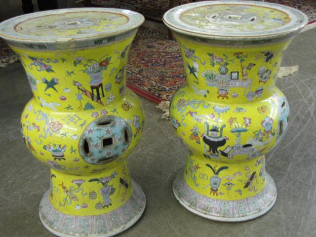 Appraisal: Pair of Chinese porcelain garden seats high circa late th