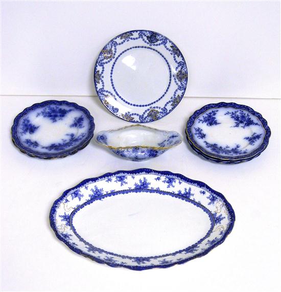 Appraisal: Flow blue assortment all with gilt ''Hamilton'' Maddock oval platter