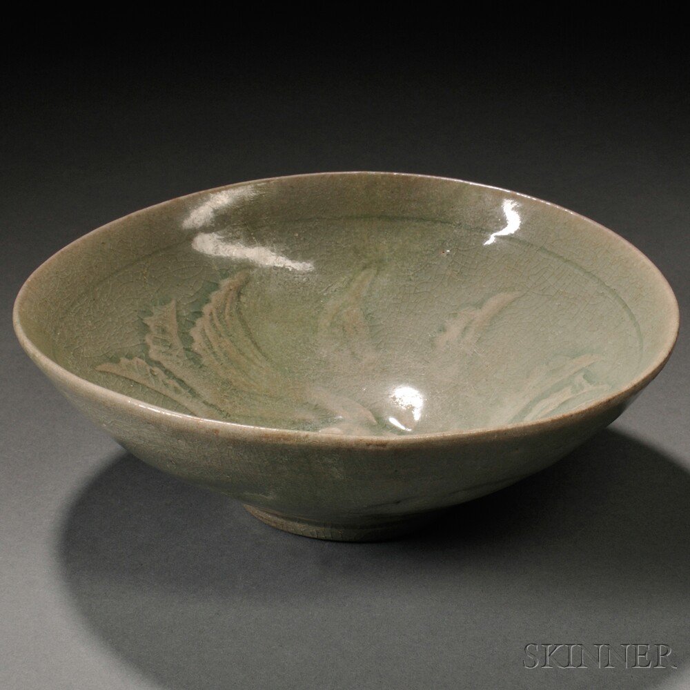 Appraisal: Celadon Bowl with Raised Design Korea th century conical-shape with