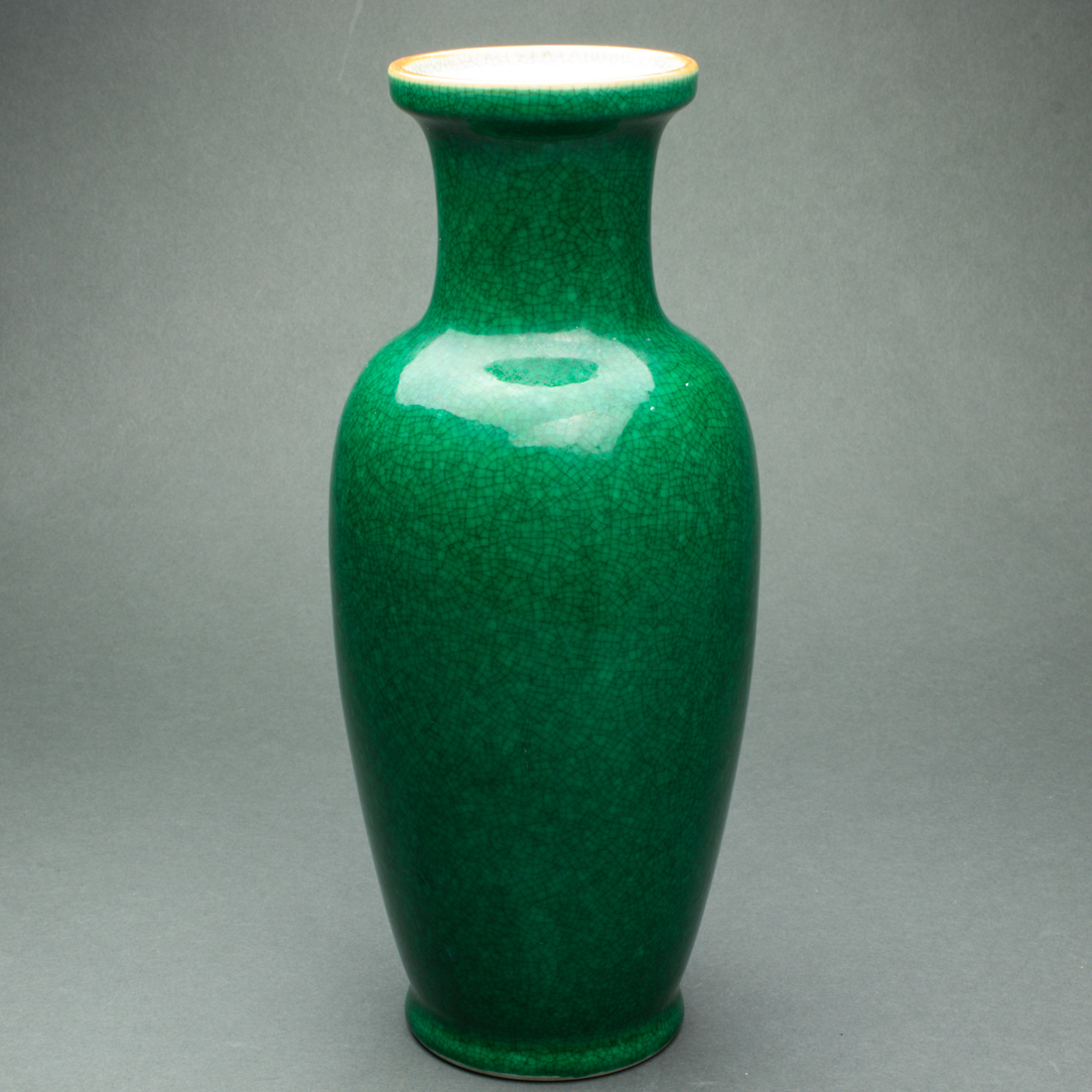 Appraisal: LANGYAO TYPE GREEN CRACKLE GLAZED VASE Langyao type green crackle