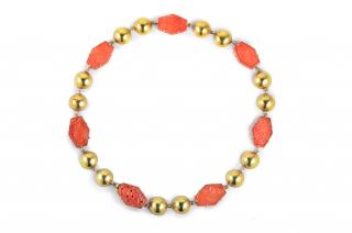 Appraisal: Antique Gold Carved Carnelian Link Necklace Antique gold carved carnelian