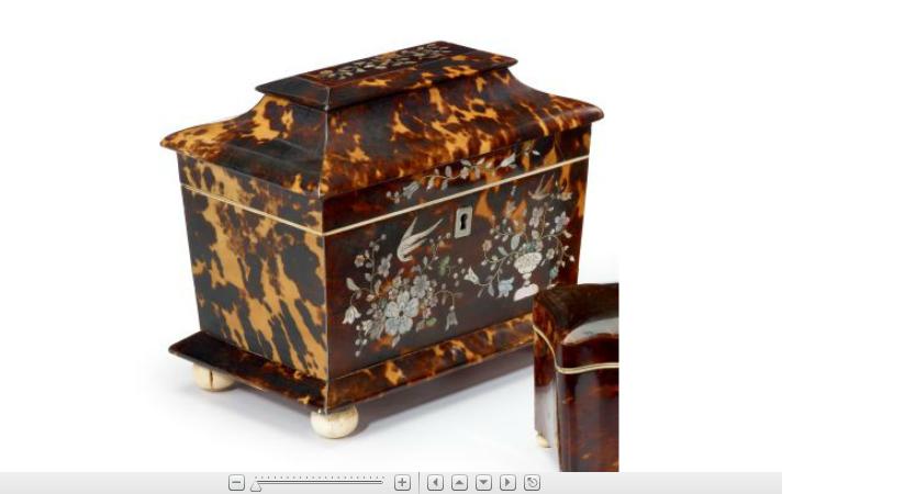 Appraisal: Victorian tortoiseshell ivory and mother-of-pearl inlaid tea caddymid th century