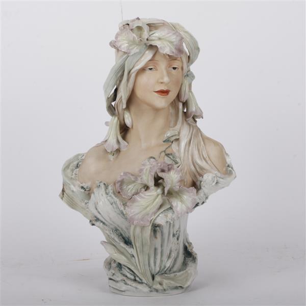 Appraisal: Art Nouveau lifesize porcelain bust Royal Dux Romania Bust is