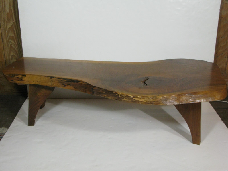 Appraisal: Hand Crafted Walnut Slab Coffee Table highly polished very attractive